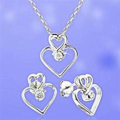 Pırlanta Gümüş Kalp Takım GMY006