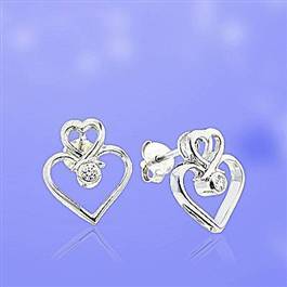 Pırlanta Gümüş Kalp Küpe GMY007