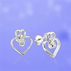 Pırlanta Gümüş Kalp Küpe GMY007