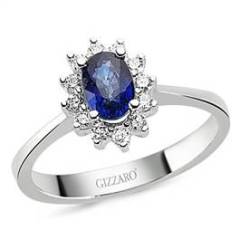 0.37 karat Pırlanta 0.98 karat Safir Yüzük beyaz altın Gizzaro