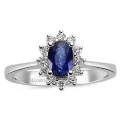 0.37 karat Pırlanta 0.98 karat Safir Yüzük beyaz altın Gizzaro