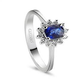 0.37 karat Pırlanta 0.98 karat Safir Yüzük beyaz altın Gizzaro