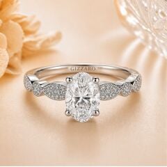 0.68 Karat Oval Tektaş Pırlanta Yüzük D Renk SI1 | 14 Ayar Beyaz Altın Gizzaro