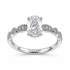 0.68 Karat Oval Tektaş Pırlanta Yüzük D Renk SI1 | 14 Ayar Beyaz Altın Gizzaro