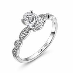 0.68 Karat Oval Tektaş Pırlanta Yüzük D Renk SI1 | 14 Ayar Beyaz Altın Gizzaro