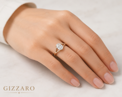 0.50 Karat Oval Tektaş Pırlanta Yüzük F Renk SI2 | 14 Ayar Beyaz Altın Gizzaro