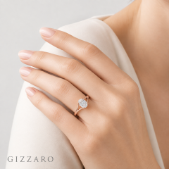 0.50 Karat Oval Tektaş Pırlanta Yüzük F Renk SI2 | 14 Ayar Beyaz Altın Gizzaro