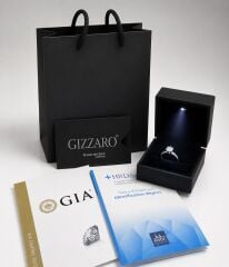 0.50 Karat Oval Tektaş Pırlanta Yüzük F Renk SI2 | 14 Ayar Beyaz Altın Gizzaro